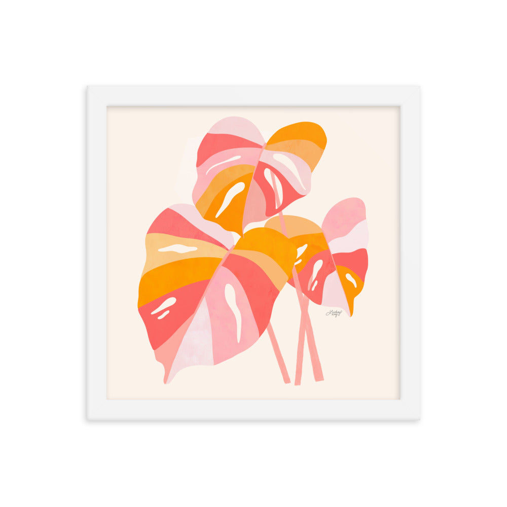 Monstera Plant (Warm Palette) - Impression mate encadrée