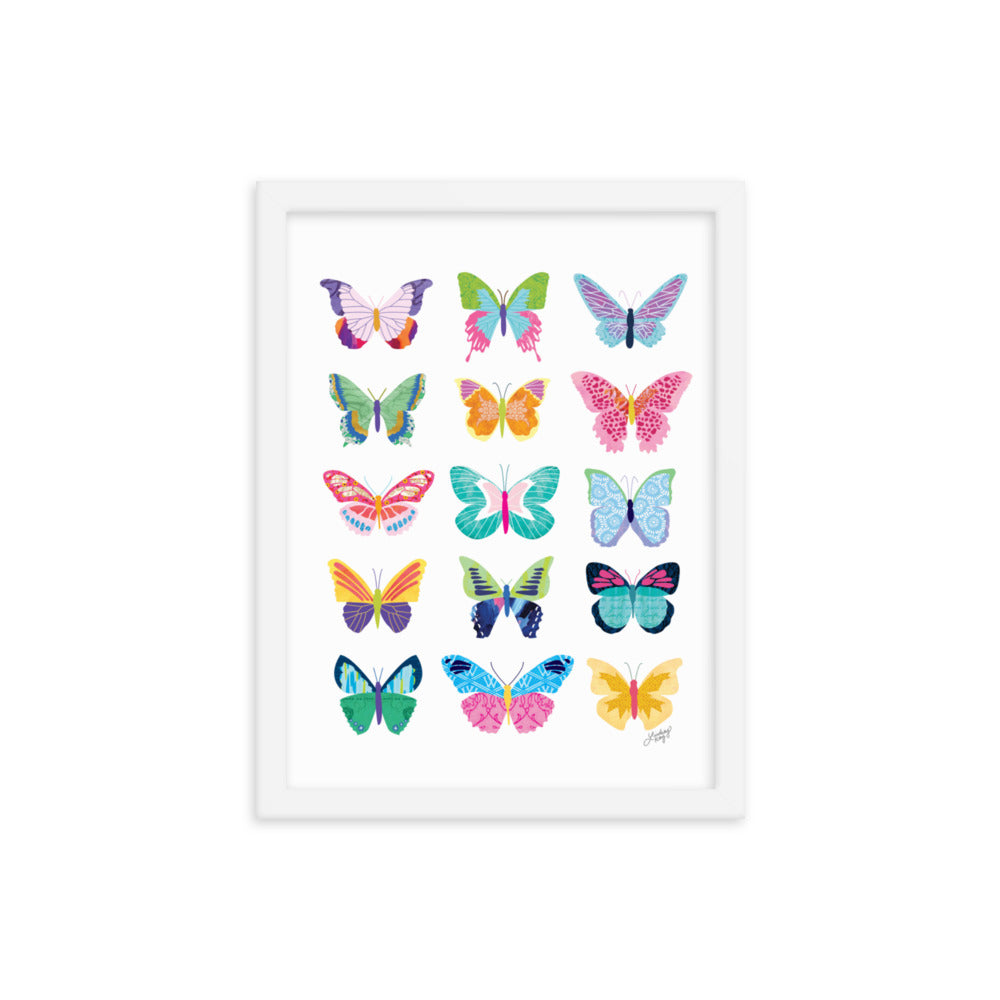 Colorful Butterflies Collage - Framed Matte Print - Lindsey Kay Collective