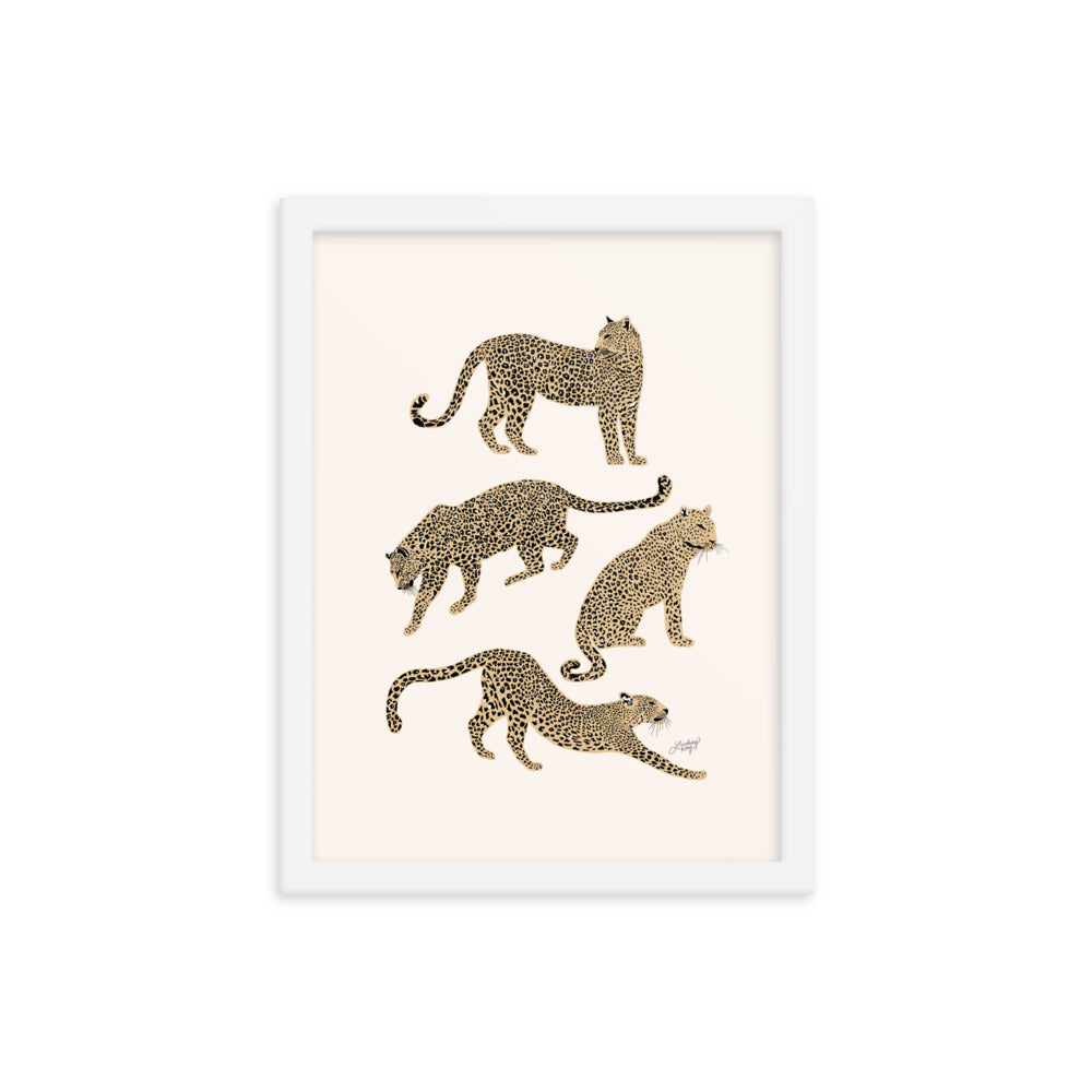Leopards Illustration (Tan Palette) - Framed Matte Print - Lindsey Kay Collective