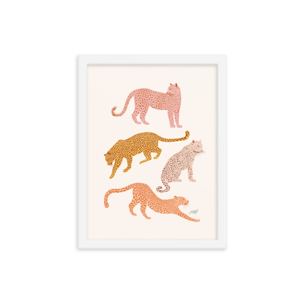 Leopards Illustration (Warm Palette) - Framed Matte Print - Lindsey Kay Collective