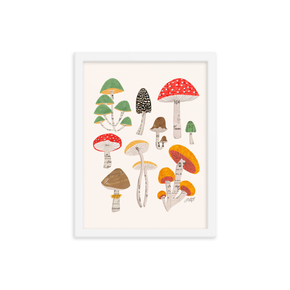 Mushroom Collage Illustration - Framed Matte Print - Lindsey Kay Collective