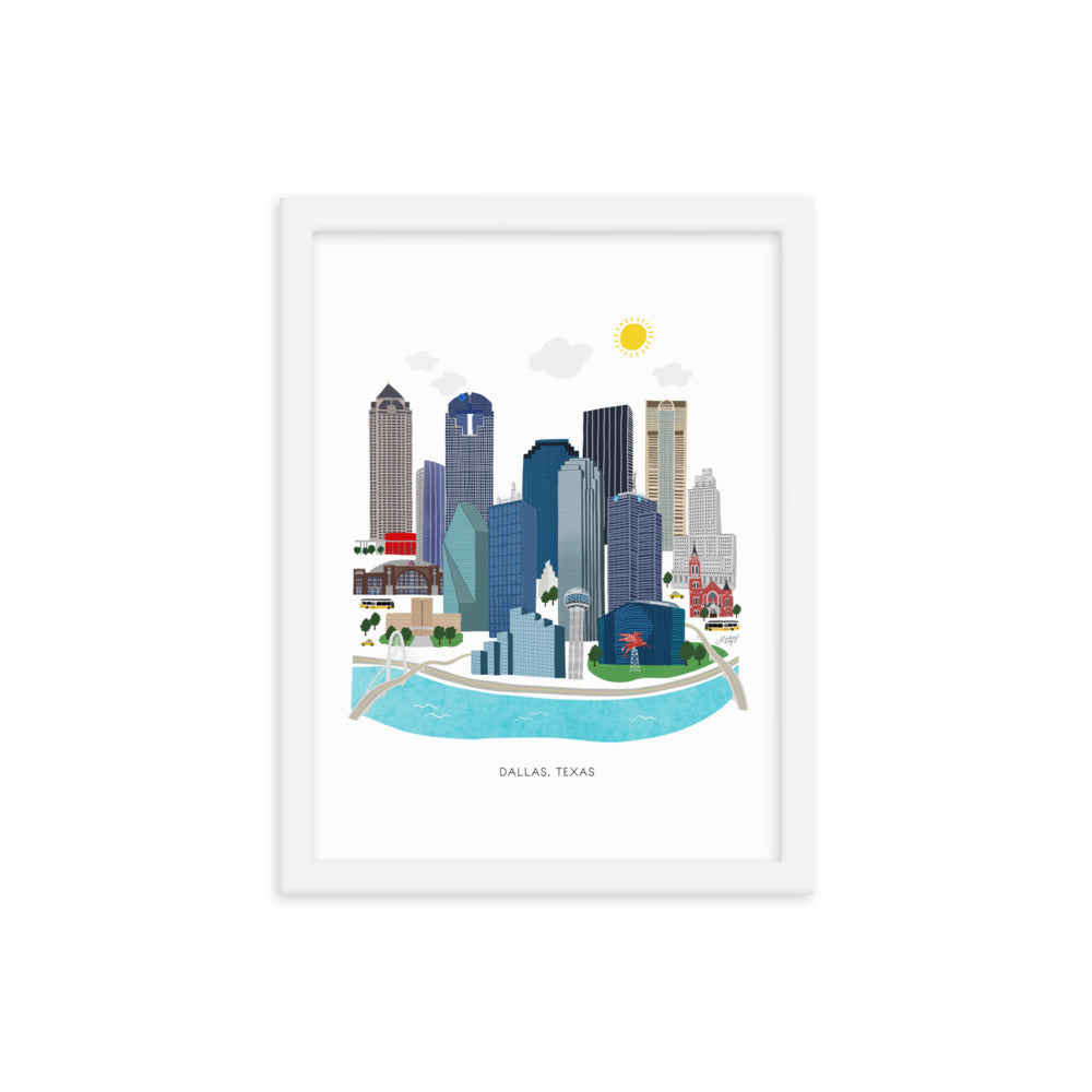 Dallas Texas Illustration - Framed Matte Print