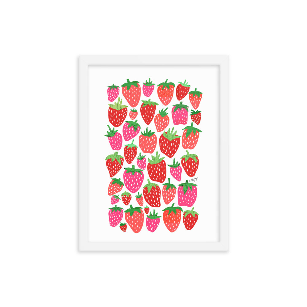 Illustration de fraises - Impression mate encadrée