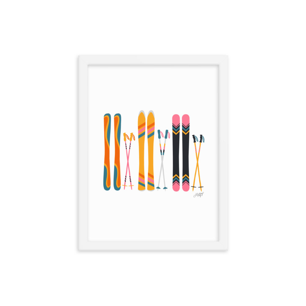 Illustration de ski (palette rétro) - Impression artistique encadrée