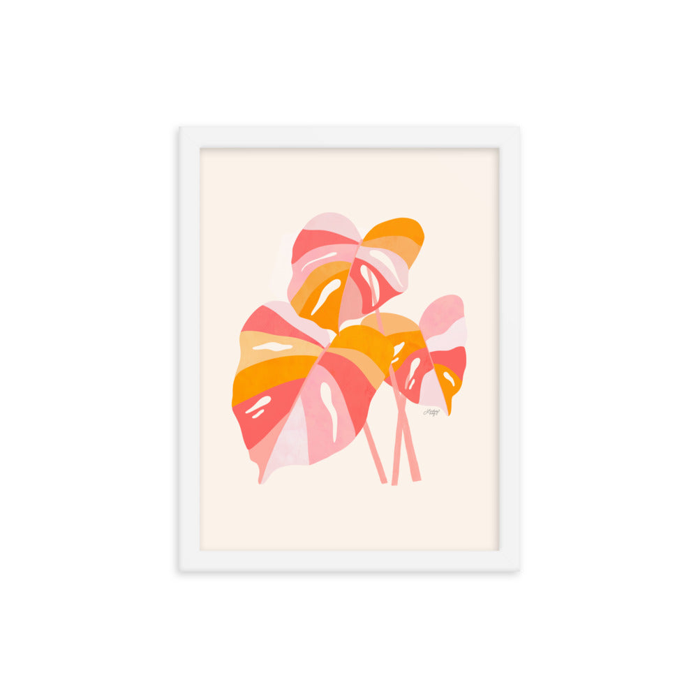 Monstera Plant (Warm Palette) - Impression mate encadrée