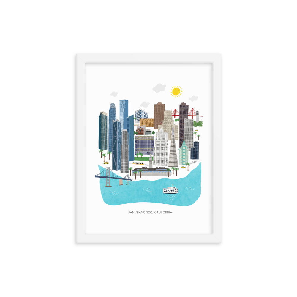 San Francisco Illustration - Framed Matte Print
