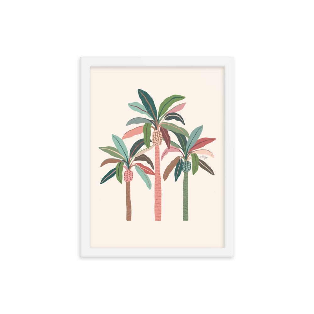 Illustration de palmiers (palette neutre) - Impression mate encadrée