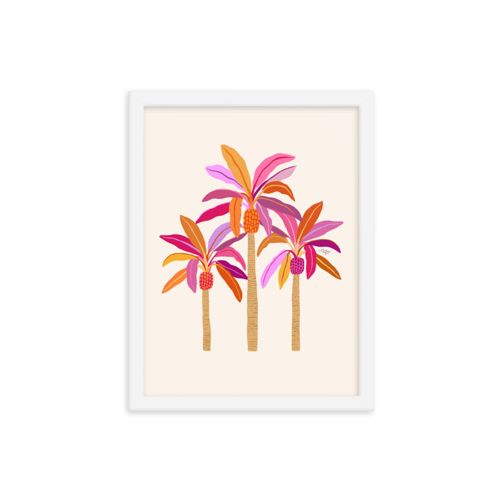 Palm Trees Illustration (Warm Palette) - Framed Matte Print