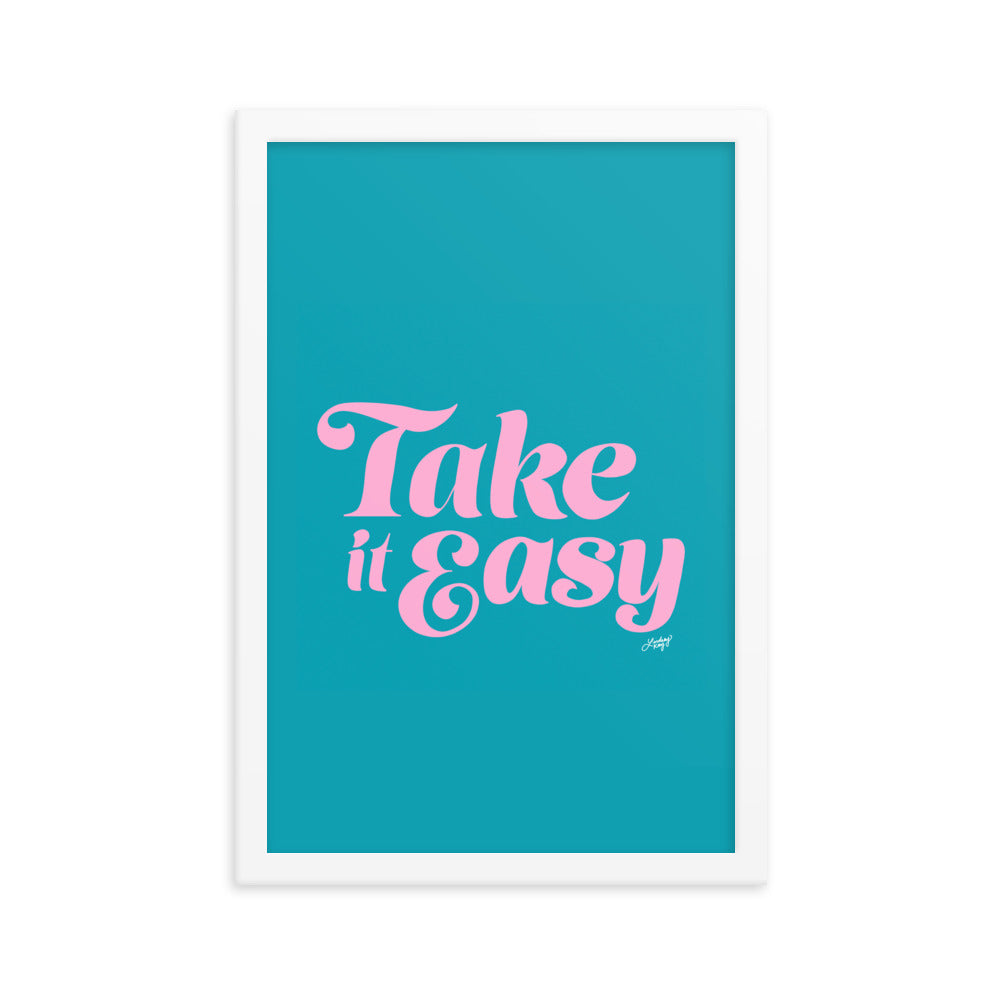 Take it Easy (Pink/Blue Palette - Framed Matte Print - Lindsey Kay Collective