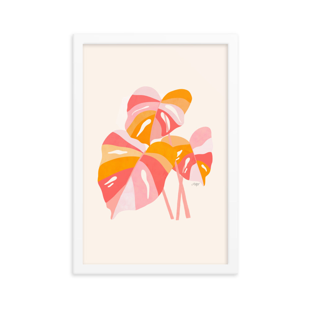 Monstera Plant (Warm Palette) - Impression mate encadrée