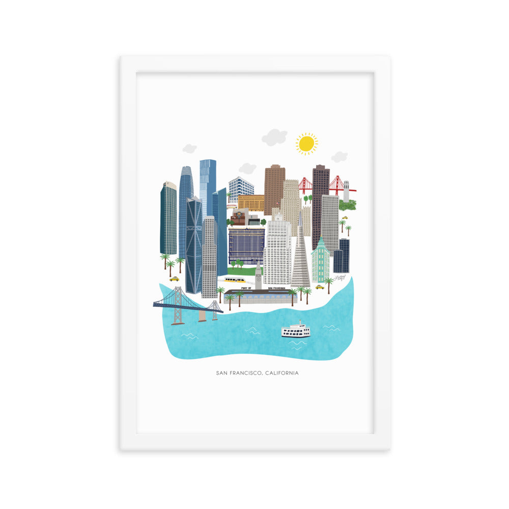 Illustration de San Francisco - Impression mate encadrée