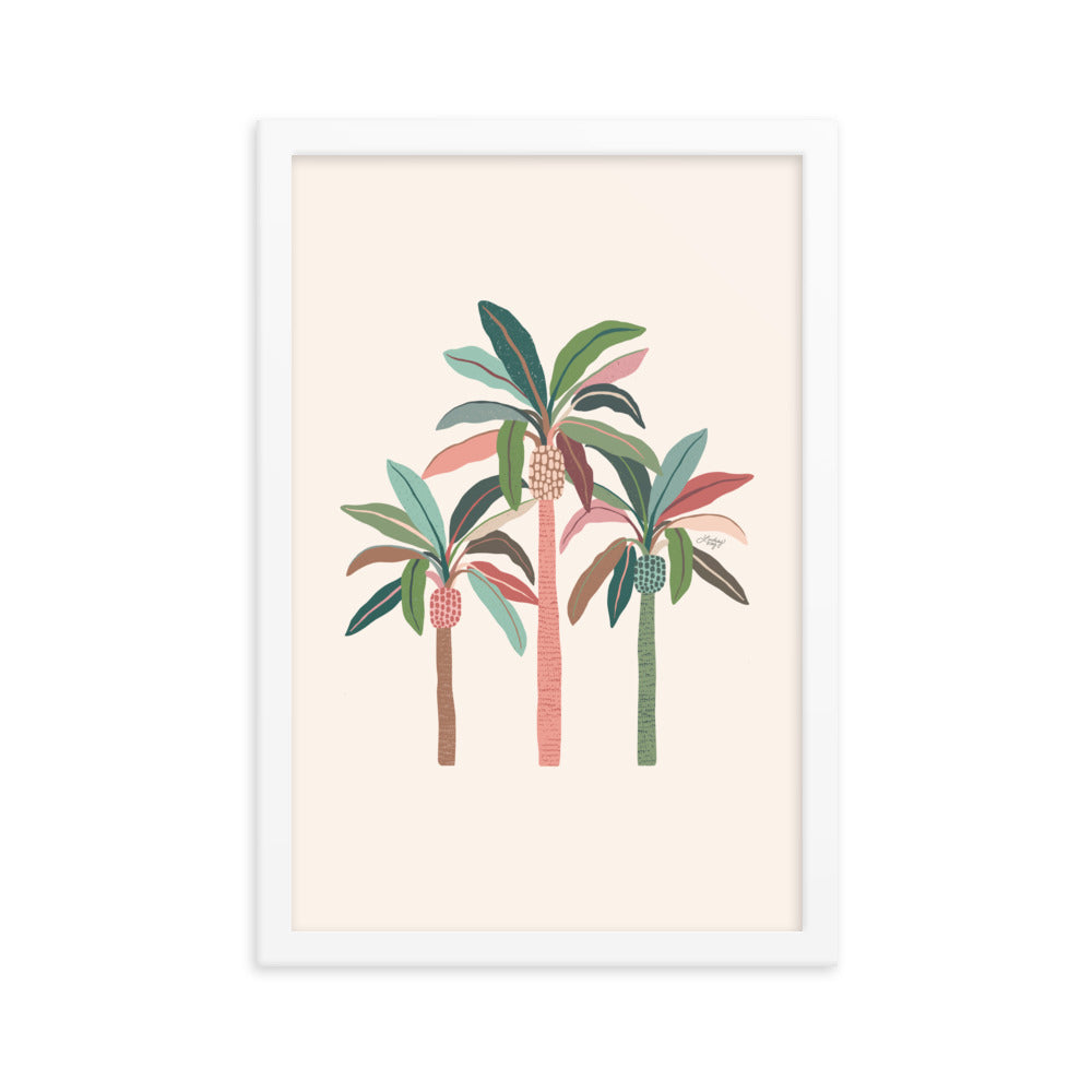Illustration de palmiers (palette neutre) - Impression mate encadrée