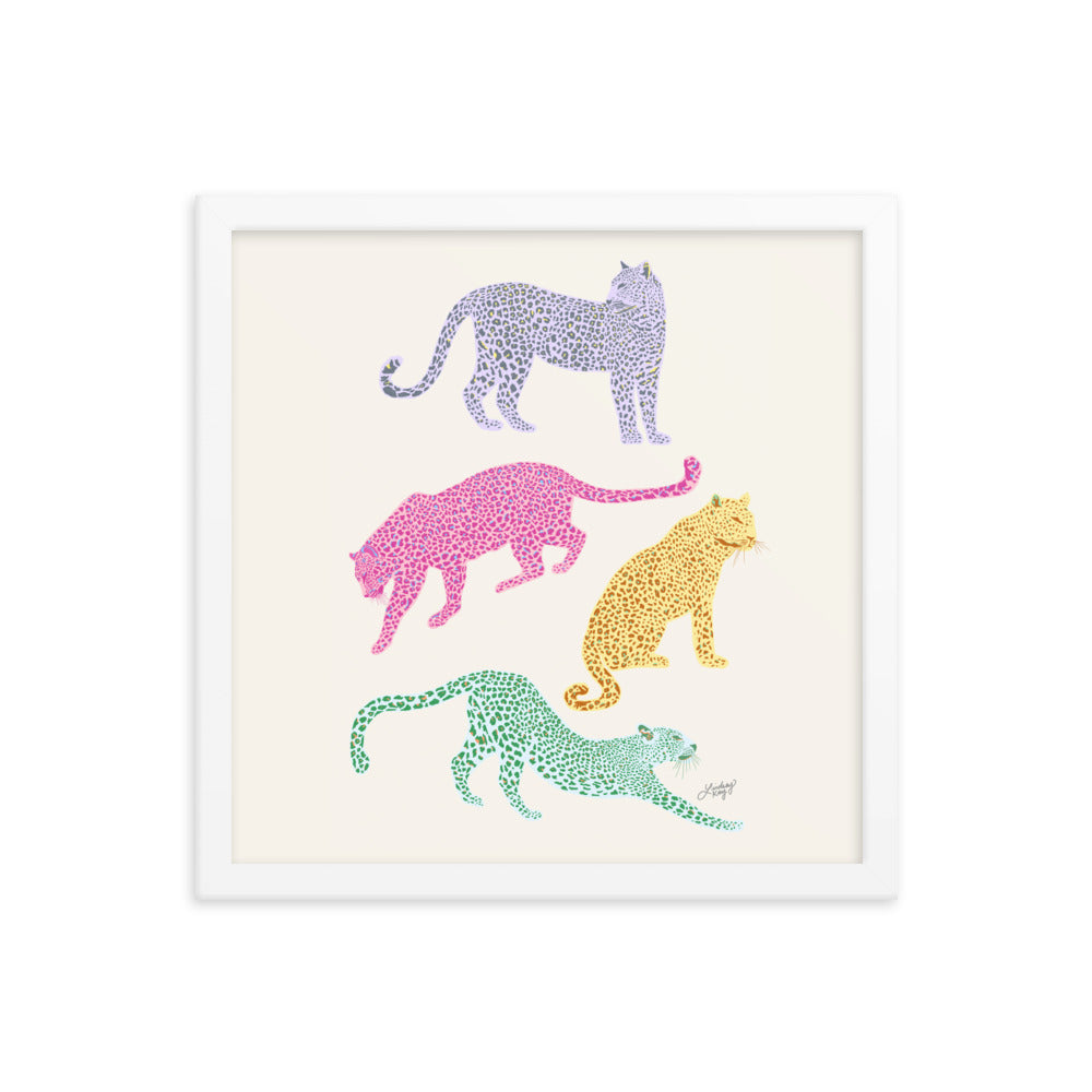 Colorful Leopards - Framed Matte Print