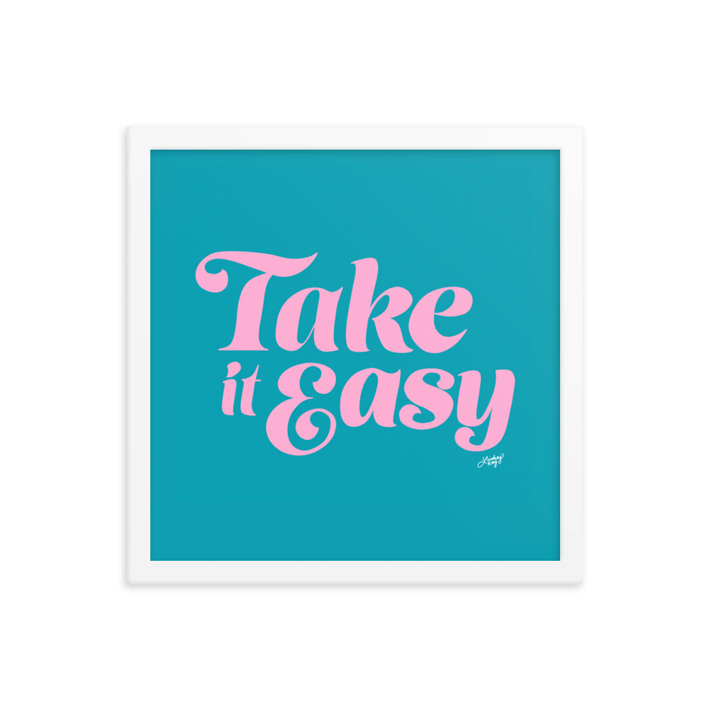 Take it Easy (Pink/Blue Palette - Framed Matte Print - Lindsey Kay Collective