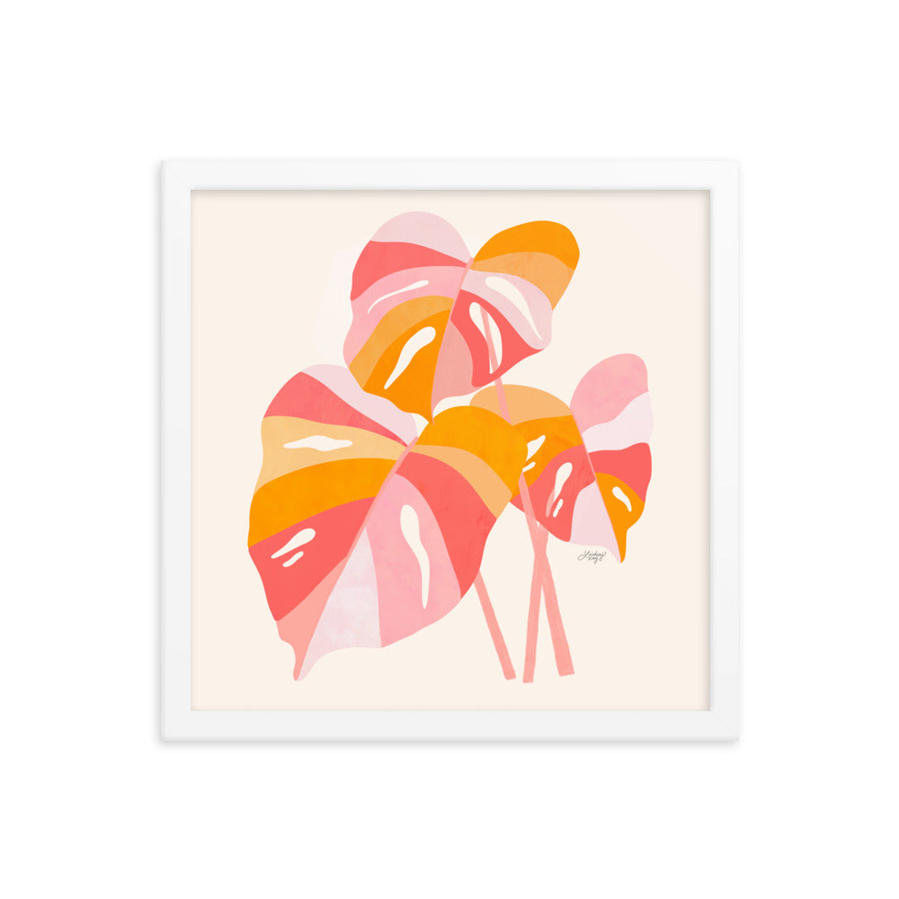 Monstera Plant (Warm Palette) - Impression mate encadrée