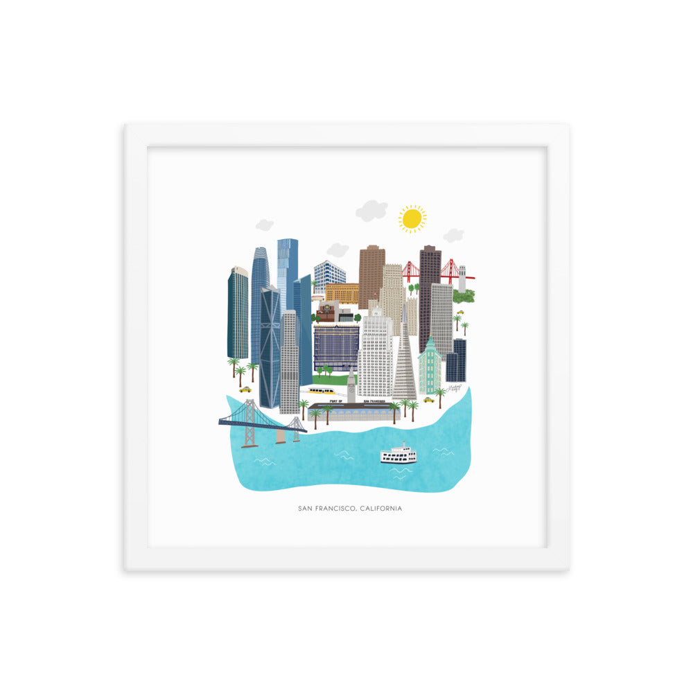 Illustration de San Francisco - Impression mate encadrée