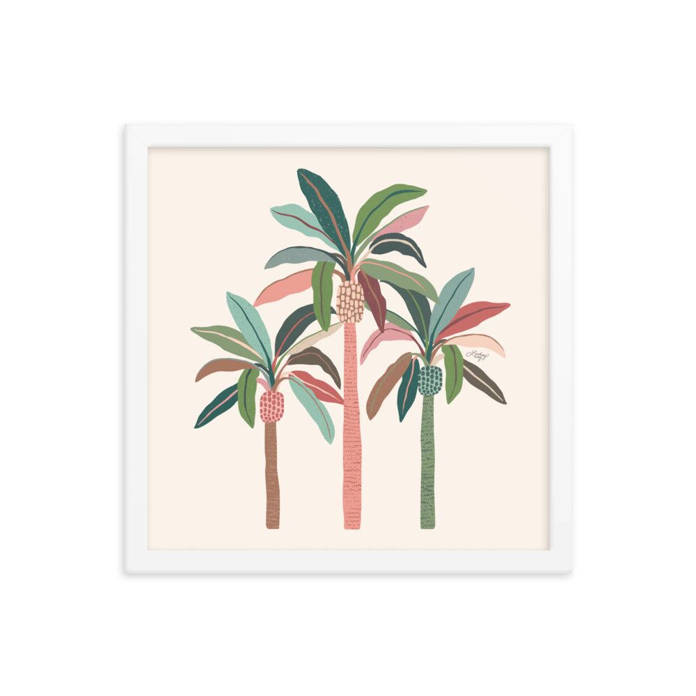 Illustration de palmiers (palette neutre) - Impression mate encadrée