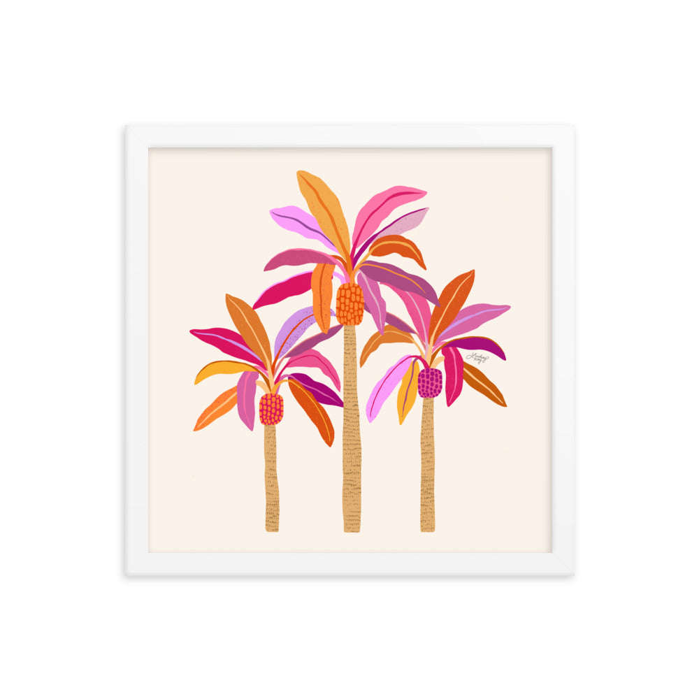 Palm Trees Illustration (Warm Palette) - Framed Matte Print