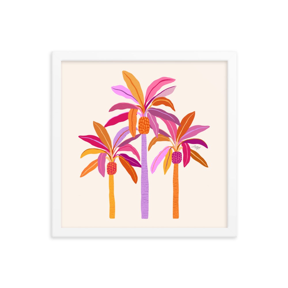 Ilustración de palmera (paleta cálida) - Impresión mate enmarcada