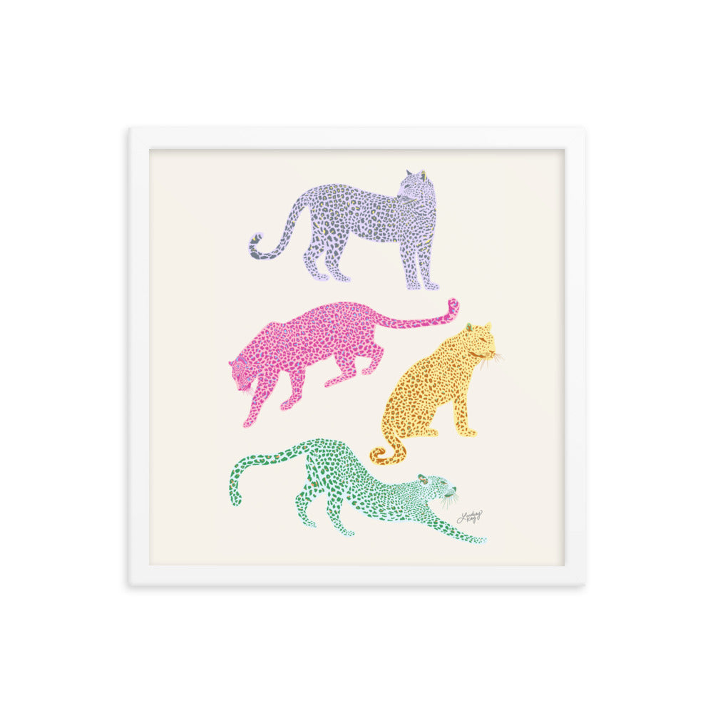 Colorful Leopards - Framed Matte Print
