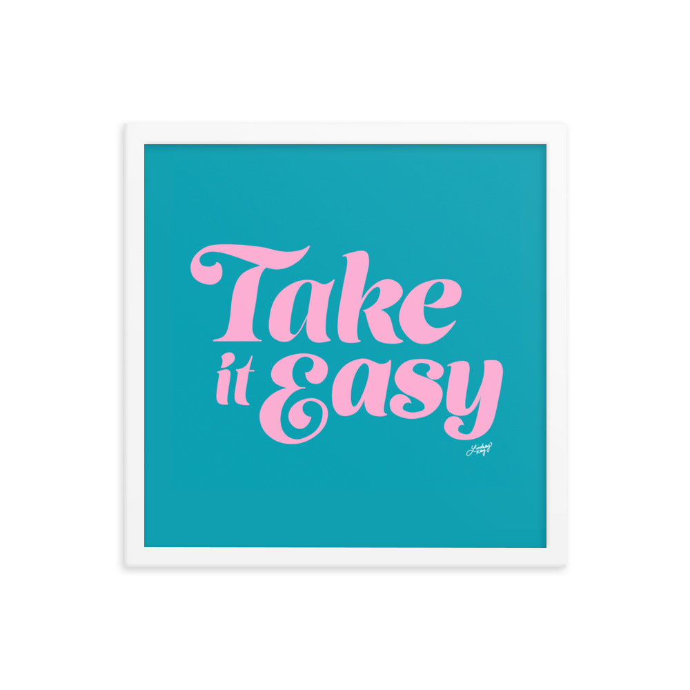 Take it Easy (Pink/Blue Palette - Framed Matte Print - Lindsey Kay Collective