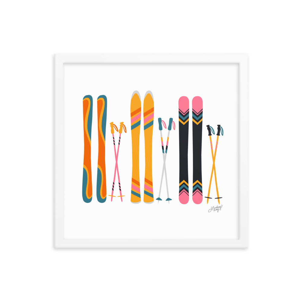 Illustration de ski (palette rétro) - Impression artistique encadrée