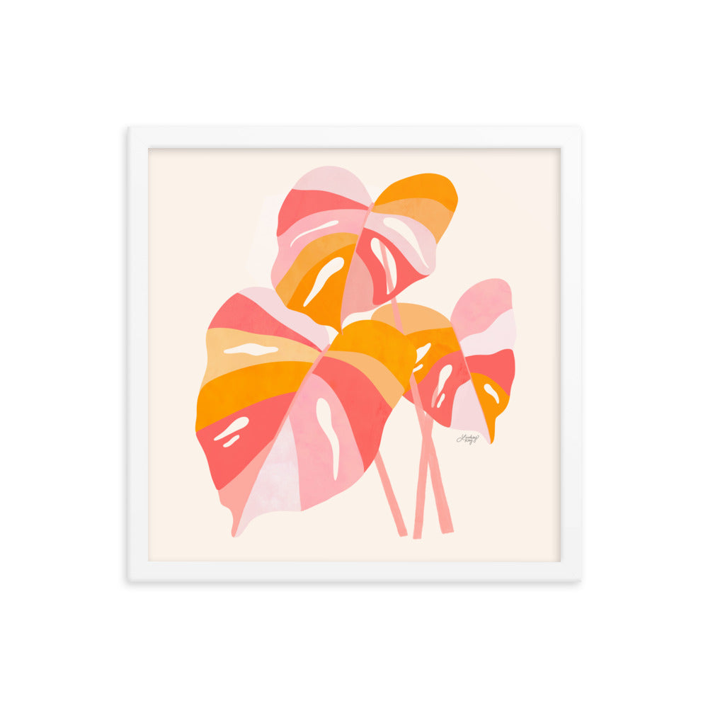 Monstera Plant (Warm Palette) - Impression mate encadrée