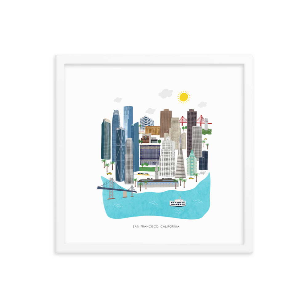 Illustration de San Francisco - Impression mate encadrée