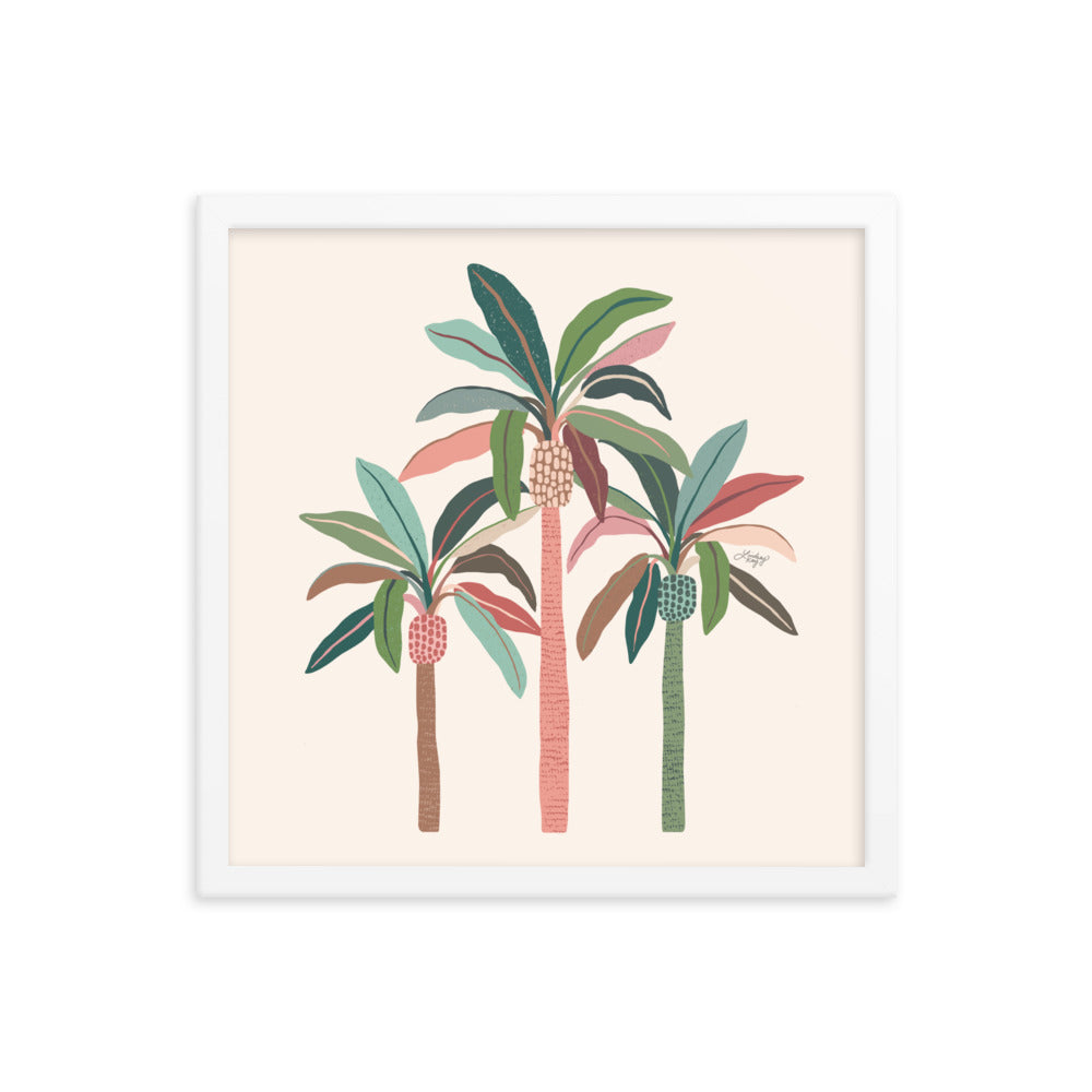 Illustration de palmiers (palette neutre) - Impression mate encadrée