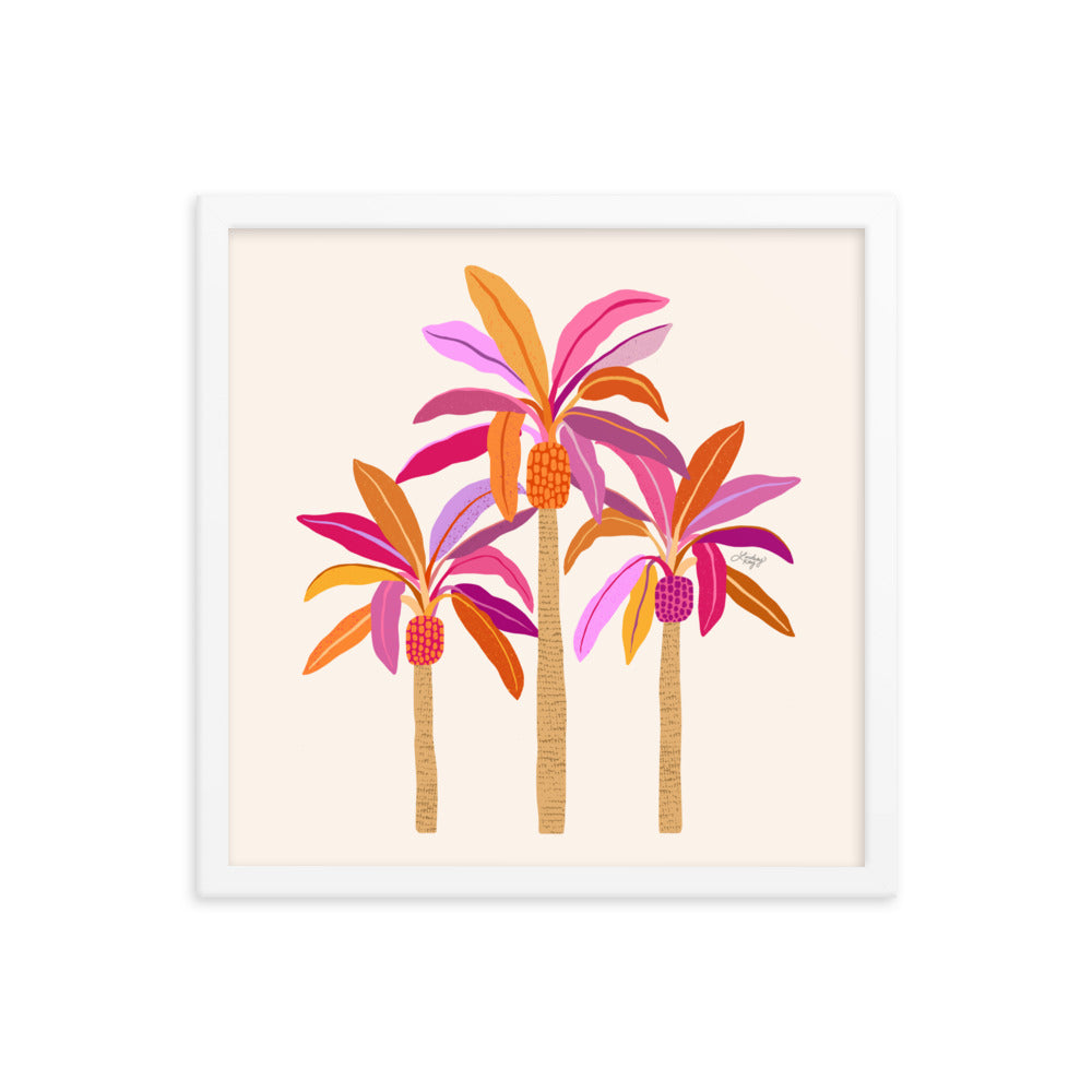 Palm Trees Illustration (Warm Palette) - Framed Matte Print