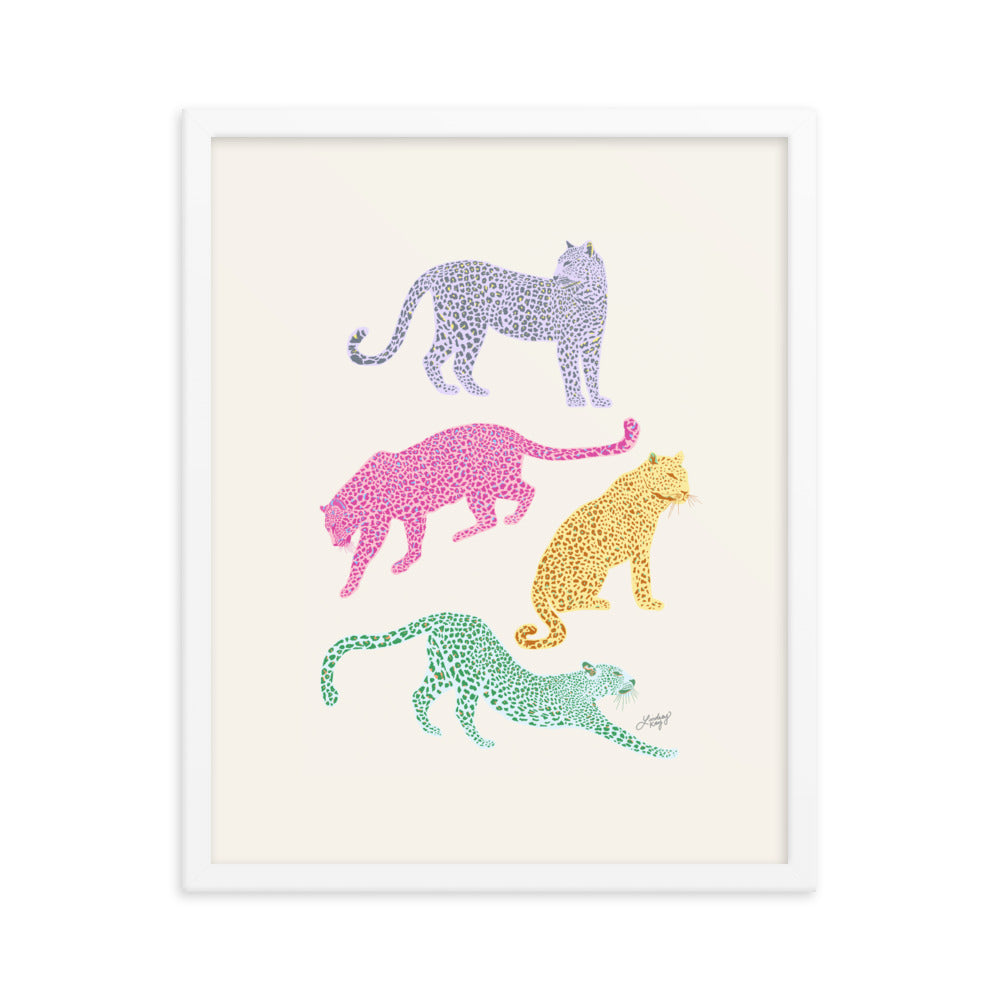 leopards illustration painting framed artwork wall art