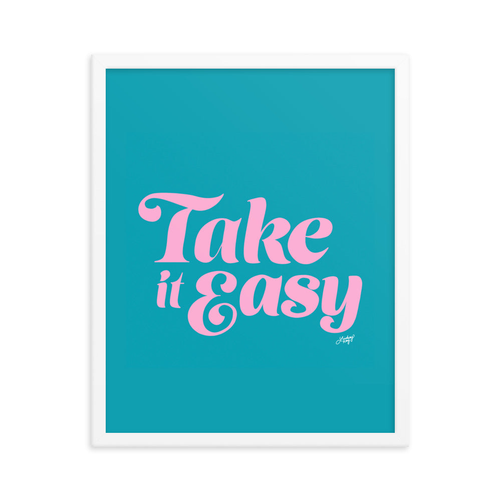 Take it Easy (Pink/Blue Palette - Framed Matte Print - Lindsey Kay Collective