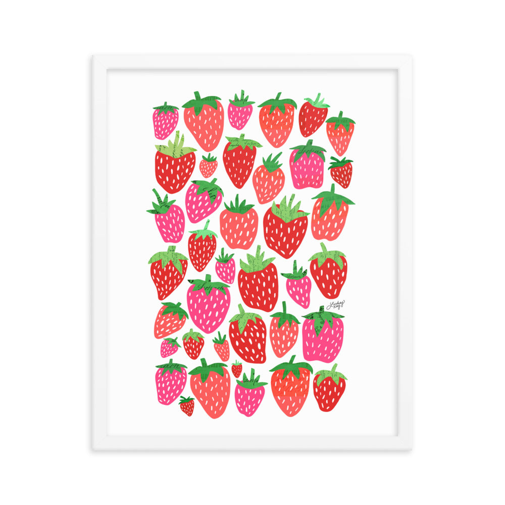 Illustration de fraises - Impression mate encadrée