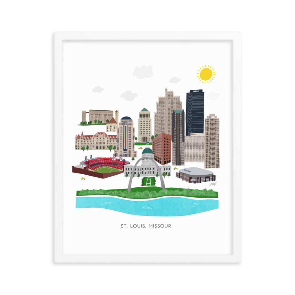 saint louis downtown cityscape illustration drawing framed art print poster lindsey kay collective