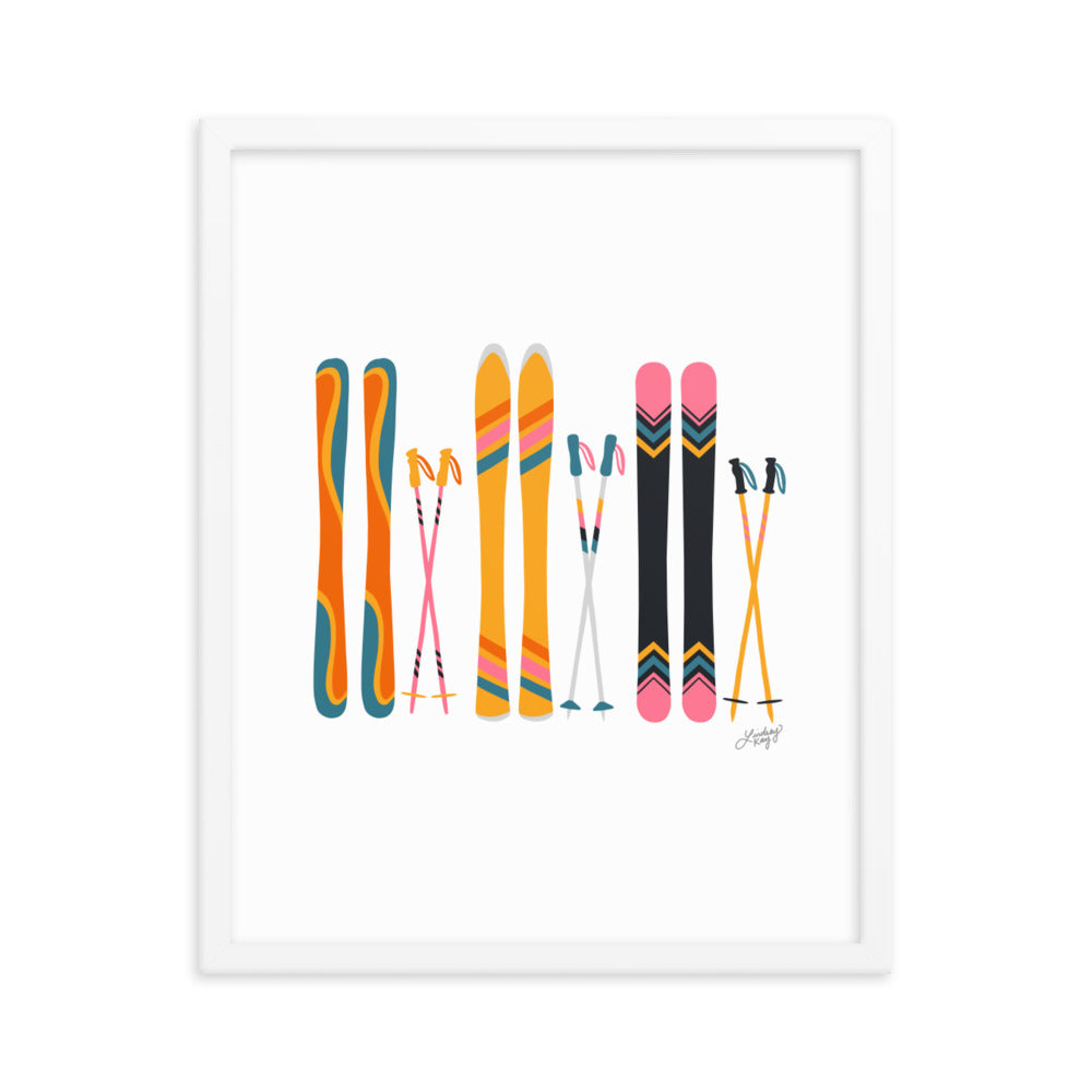 Illustration de ski (palette rétro) - Impression artistique encadrée