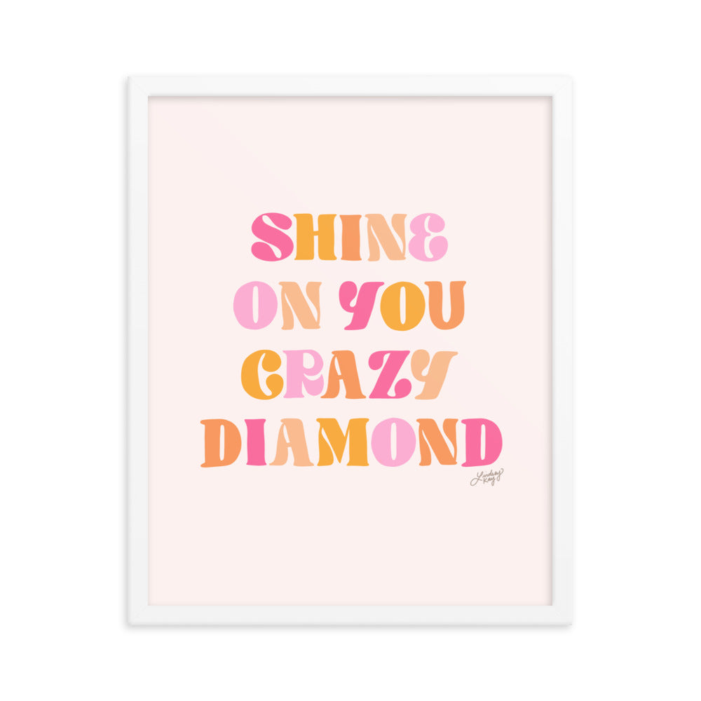 shine on you crazy diamond framed matte pink yellow print poster lindsey kay collective