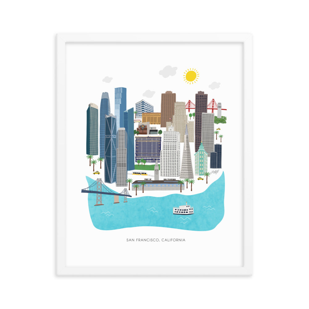 san francisco illustration skyline painting cityscape bay area california art print poster wall art gift lindsey kay collective
