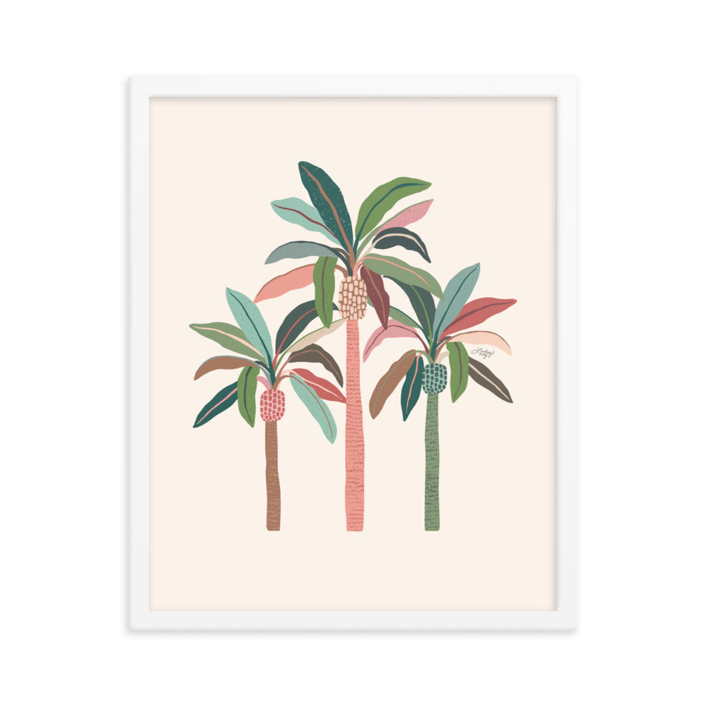 Illustration de palmiers (palette neutre) - Impression mate encadrée