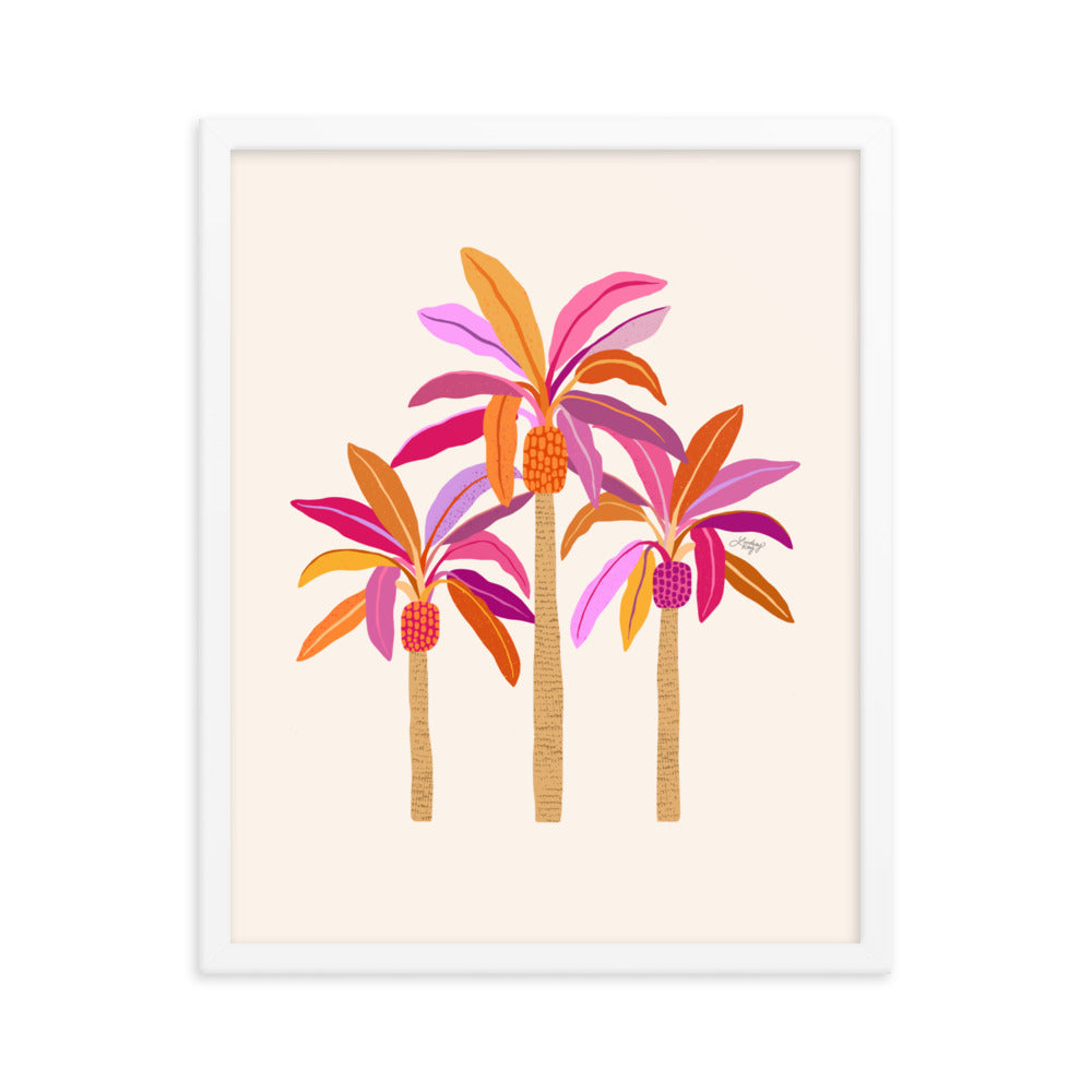 Ilustración de palmeras (paleta cálida) - Impresión mate enmarcada