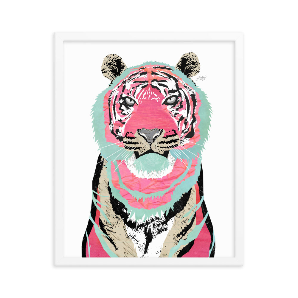 Pink Tiger Collage - Framed Matte Print