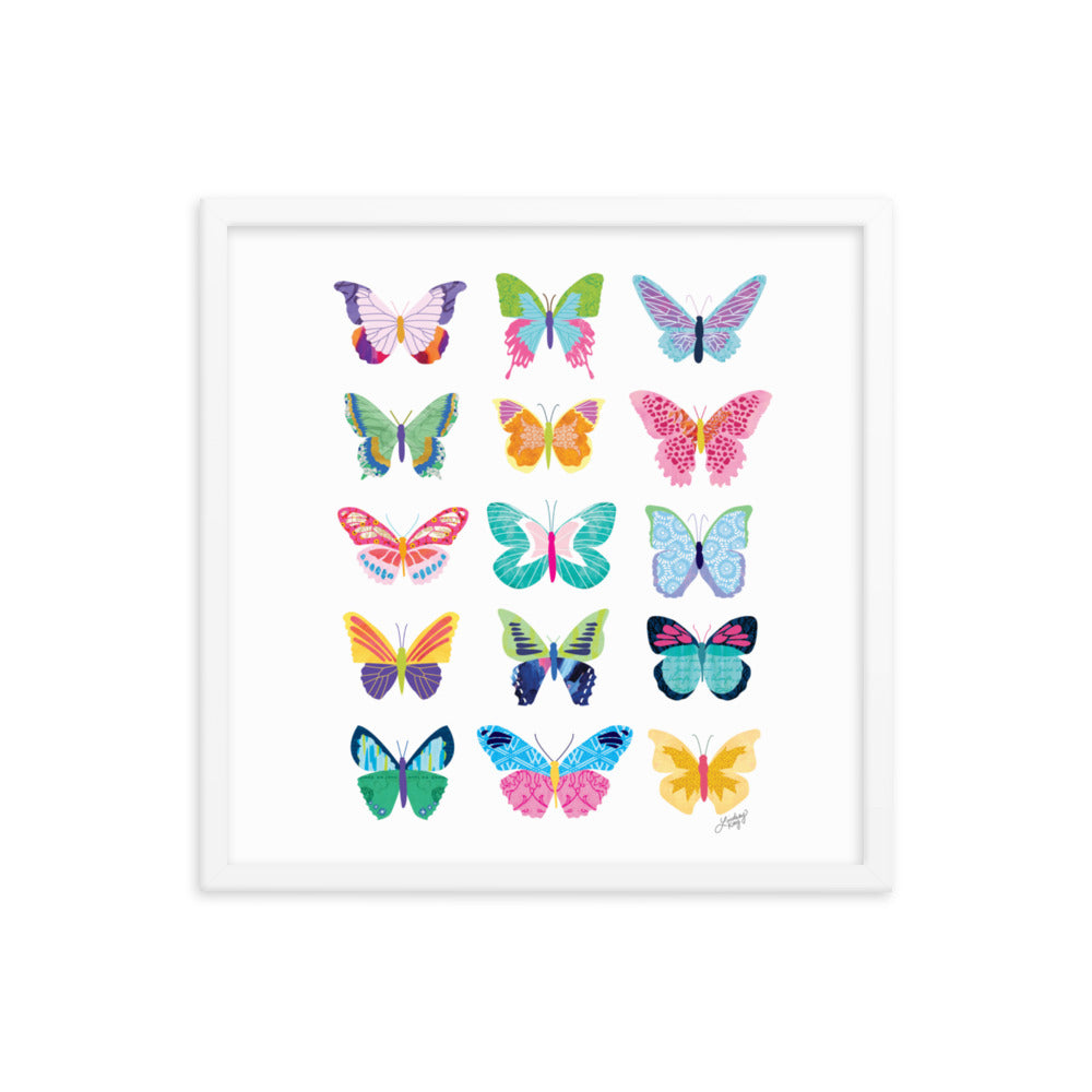 Colorful Butterflies Collage - Framed Matte Print - Lindsey Kay Collective