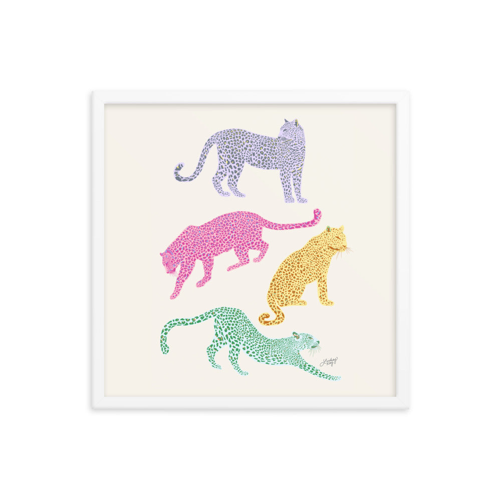 Colorful Leopards - Framed Matte Print