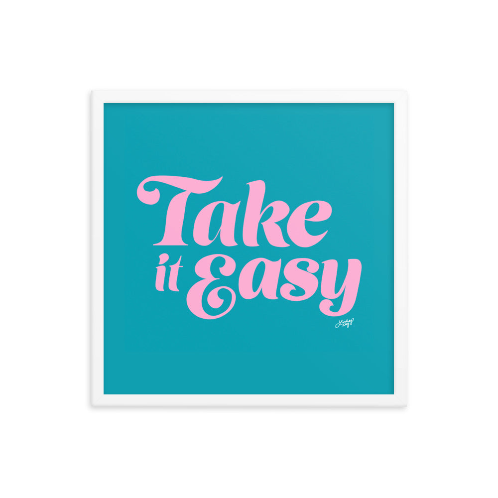 Take it Easy (Pink/Blue Palette - Framed Matte Print - Lindsey Kay Collective
