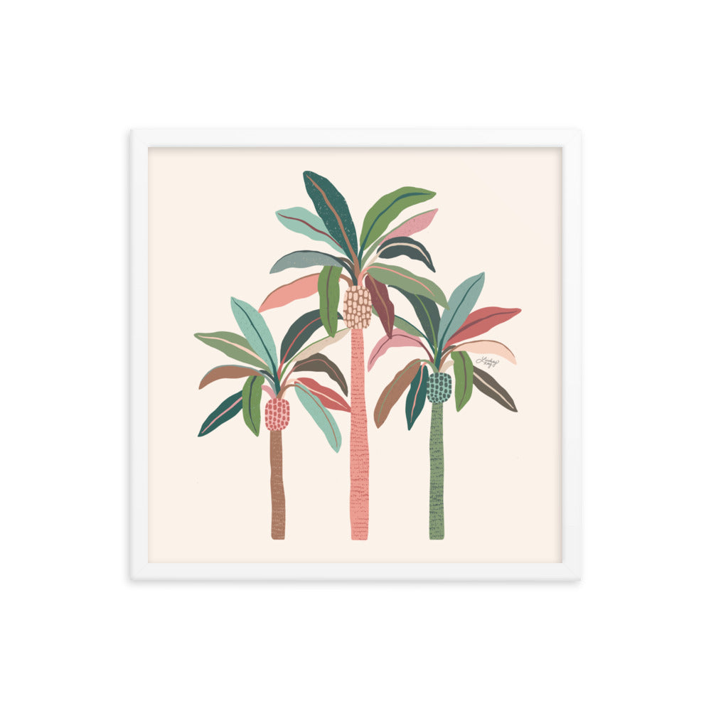 Illustration de palmiers (palette neutre) - Impression mate encadrée