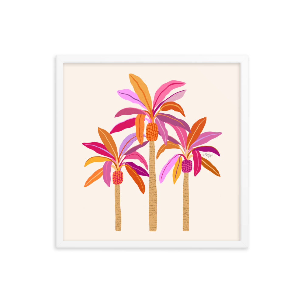 Palm Trees Illustration (Warm Palette) - Framed Matte Print