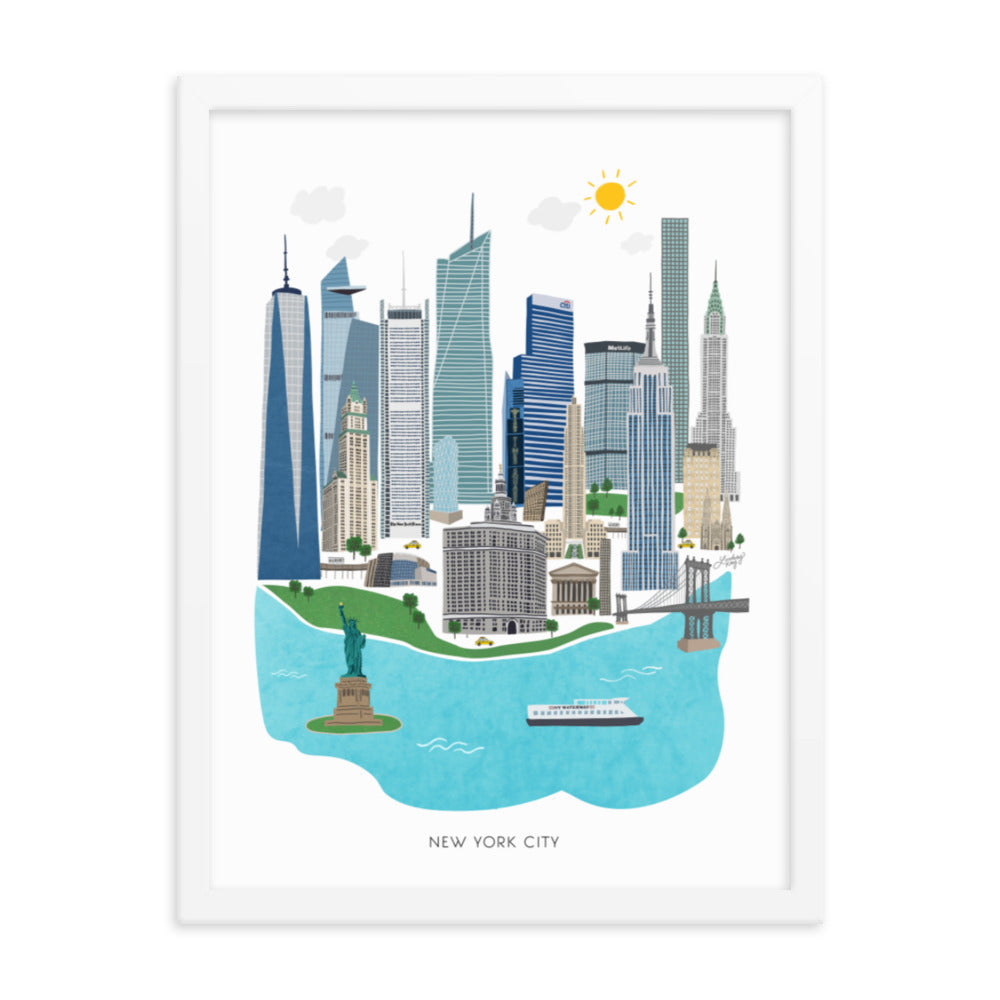 new york city illustration painting framed art print wall art lindsey kay collective