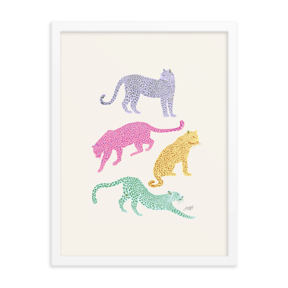 Colorful Leopards - Framed Matte Print