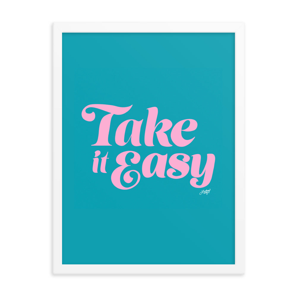 Take it Easy (Pink/Blue Palette - Framed Matte Print - Lindsey Kay Collective