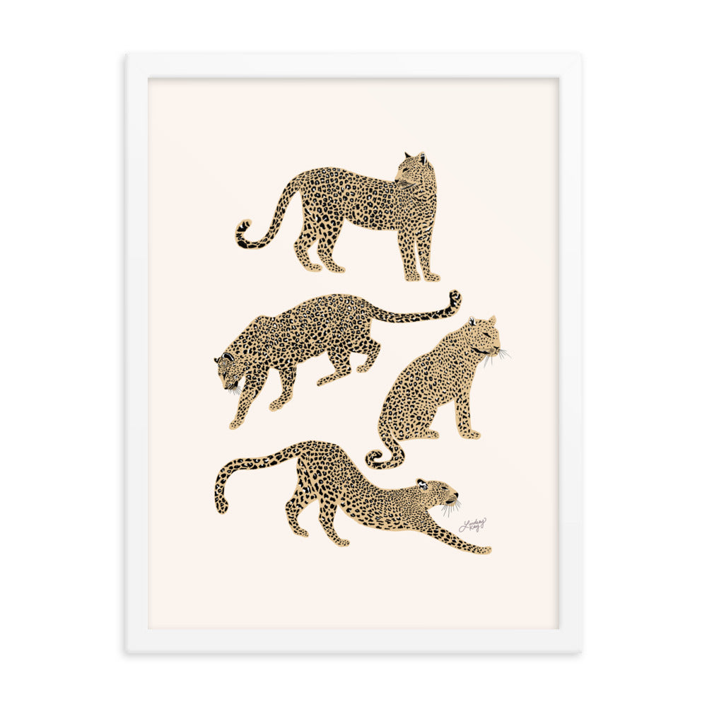 Leopards Illustration (Tan Palette) - Framed Matte Print - Lindsey Kay Collective