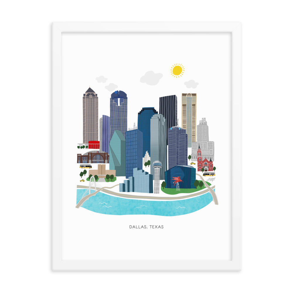 Dallas Texas Illustration - Framed Matte Print